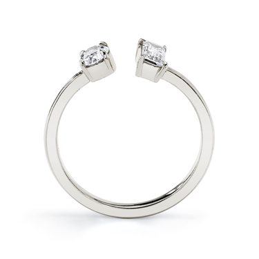 Just Brilliant Mixed Cuff Ring in 18K White Gold, profile view, white background with natural shadow