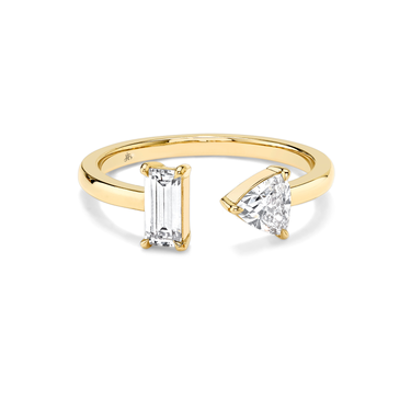 Just Brilliant Mixed Cuff Ring in 18K Yellow Gold, front view, white background with natural shadow