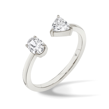 Just Brilliant Mixed Cuff Ring in 18K White Gold, upright view, white background with natural shadow