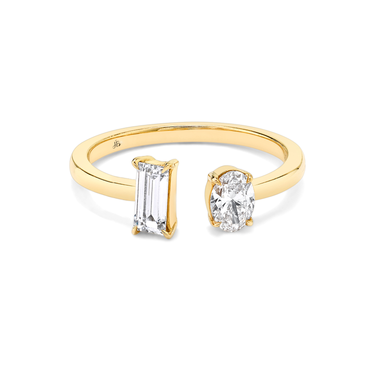 Just Brilliant Mixed Cuff Ring in 18K Yellow Gold, front view, white background with natural shadow