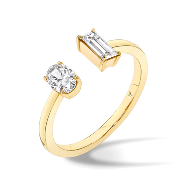 Just Brilliant Mixed Cuff Ring in 18K Yellow Gold, upright view, white background with natural shadow