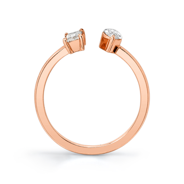 Just Brilliant Mixed Cuff Ring in 18K Rose Gold, profile view, white background with natural shadow