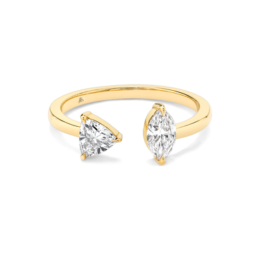 Just Brilliant Mixed Cuff Ring in 18K Yellow Gold, front view, white background with natural shadow