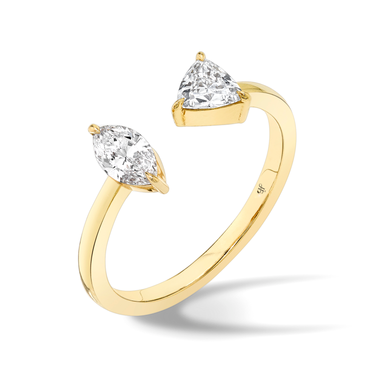 Just Brilliant Mixed Cuff Ring in 18K Yellow Gold, upright view, white background with natural shadow