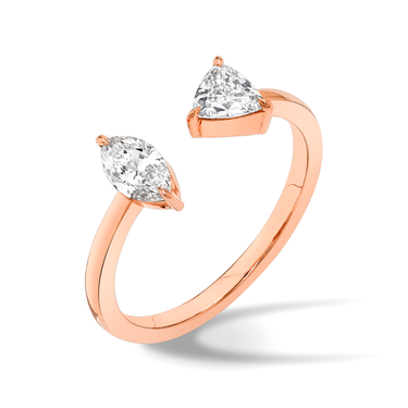 Just Brilliant Mixed Cuff Ring in 18K Rose Gold, upright view, white background with natural shadow