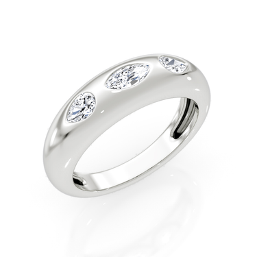 Just Brilliant Mixed Shape Dome Band in 18K White Gold, detail view