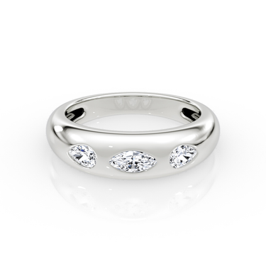 Just Brilliant Mixed Shape Dome Band in 18K White Gold, front view
