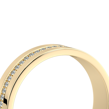 Just Brilliant Pave Cigar Band, center pavé, 18K Yellow Gold, detail view