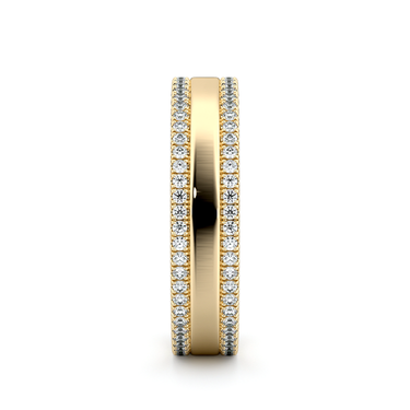 Just Brilliant Pave Cigar Band, double pavé, 18K Yellow Gold, side view