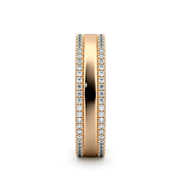 Just Brilliant Pave Cigar Band, double pavé, 18K Rose Gold, side view
