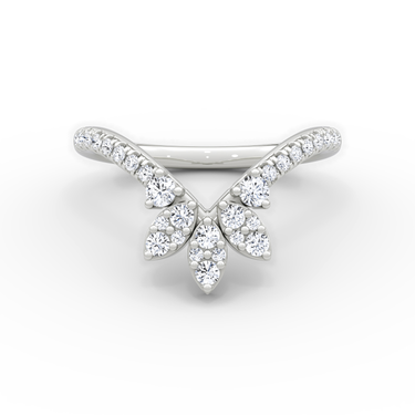 Just Brilliant petal crown band in 18K White Gold, front view.