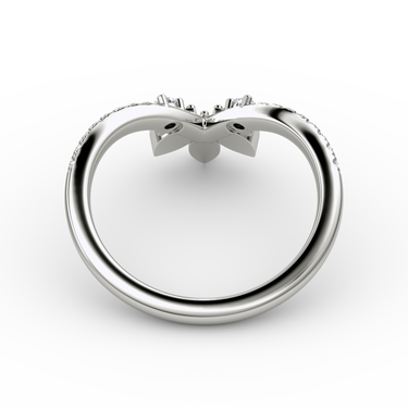 Just Brilliant petal crown band in 18K White Gold, profile view.