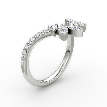 Just Brilliant petal crown band in 18K White Gold, upright view.