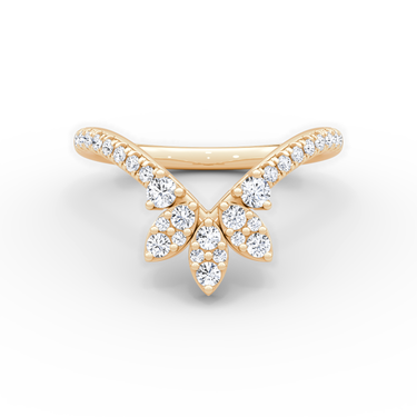 Just Brilliant petal crown band in 18K Rose Gold, front view.