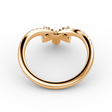Just Brilliant petal crown band in 18K Rose Gold, profile view.
