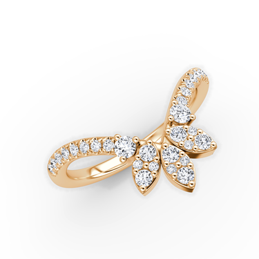 Just Brilliant petal crown band in 18K Rose Gold, side view.