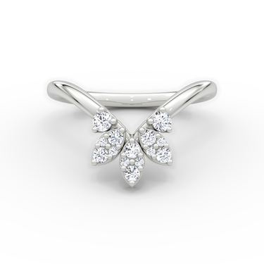 Just Brilliant petal crown band in 18K White Gold, front view.