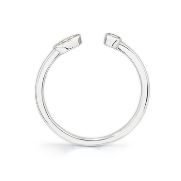 Just Brilliant petal ring in 18K White Gold, profile view.