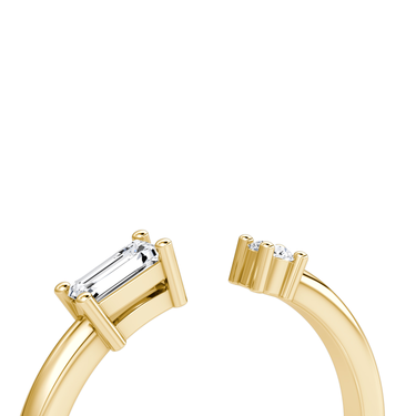 Just Brilliant Petite East-West cuff ring, Yellow Gold, detail view