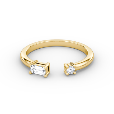 Just Brilliant Petite East-West cuff ring, Yellow Gold, front view