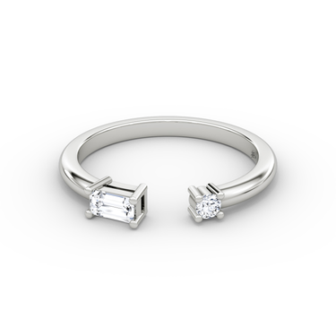 Just Brilliant Petite East-West cuff ring, White Gold, front view