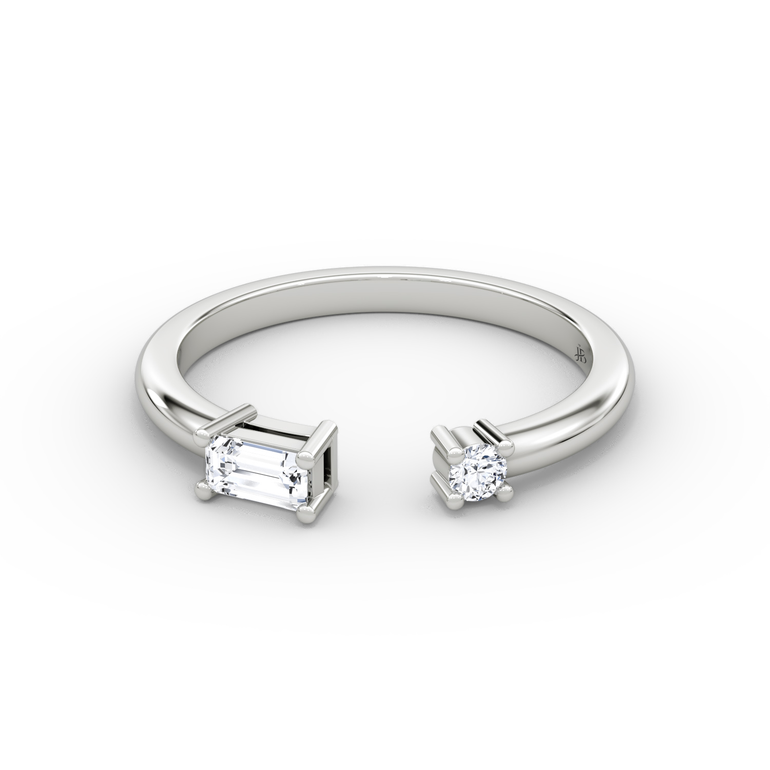 Just Brilliant Petite East-West cuff ring, White Gold, front view