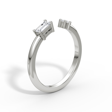 Just Brilliant Petite East-West cuff ring, White Gold, upright view