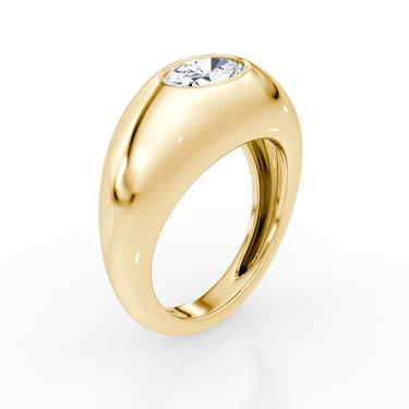Just Brilliant Petite Oval Dome diamond band, yellow gold, upright view