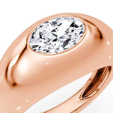 Just Brilliant Petite Oval Dome diamond band, rose gold, detail2 view