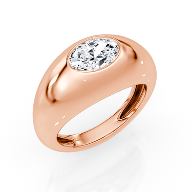 Just Brilliant Petite Oval Dome diamond band, rose gold, oblique view
