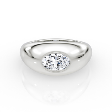 Just Brilliant Petite Oval Dome diamond band, white gold, front view