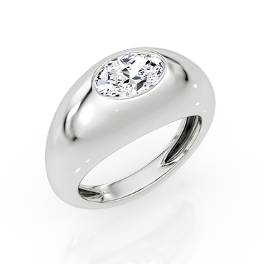 Just Brilliant Petite Oval Dome diamond band, white gold, oblique view