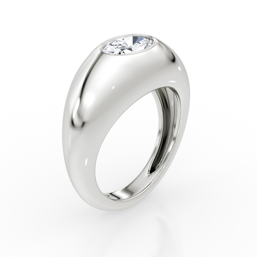 Just Brilliant Petite Oval Dome diamond band, white gold, upright view