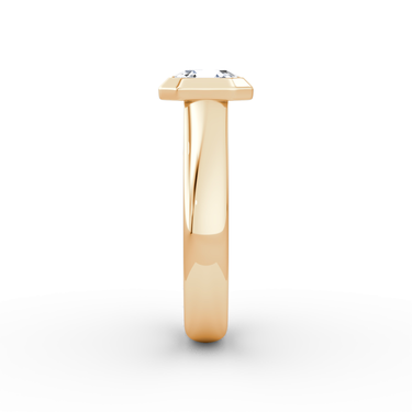 Just Brilliant Sculpture Bezel Ring, Asscher, 18K Rose Gold, side view.