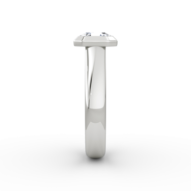 Just Brilliant Sculpture Bezel Ring, Asscher, 18K White Gold, side view.