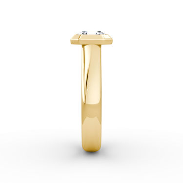 Just Brilliant Sculpture Bezel Ring, Asscher, 18K Yellow Gold, side view.