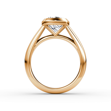 Just Brilliant Sculpture Bezel Ring, Cushion, 18K Rose Gold, profile view.