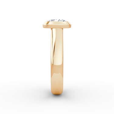 Just Brilliant Sculpture Bezel Ring, Cushion, 18K Rose Gold, side view.