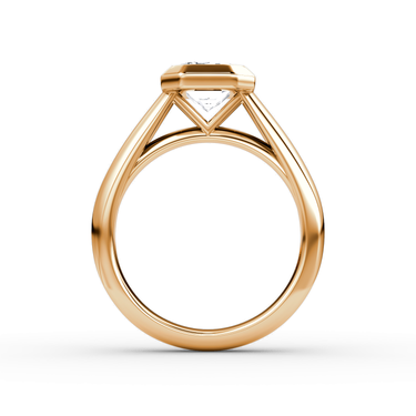 Just Brilliant Sculpture Bezel Ring, Emerald, 18K Rose Gold, profile view.