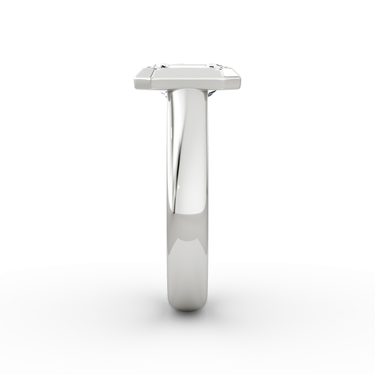 Just Brilliant Sculpture Bezel Ring, Emerald, 18K White Gold, side view.