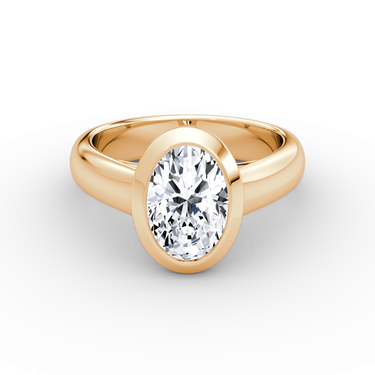 Just Brilliant Sculpture Bezel Ring, Oval, 18K Rose Gold, front view.