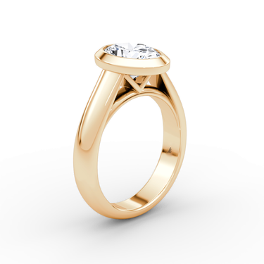 Just Brilliant Sculpture Bezel Ring, Oval, 18K Rose Gold, upright view.