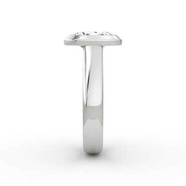 Just Brilliant Sculpture Bezel Ring, Oval, 18K White Gold, side view.