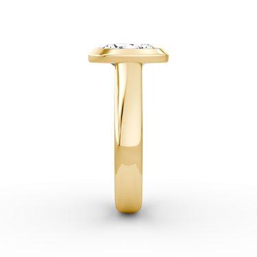 Just Brilliant Sculpture Bezel Ring, Oval, 18K Yellow Gold, side view.