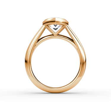Just Brilliant Sculpture Bezel Ring, Pear, 18K Rose Gold, profile view.