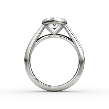 Just Brilliant Sculpture Bezel Ring, Pear, 18K White Gold, profile view.