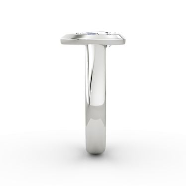Just Brilliant Sculpture Bezel Ring, Pear, 18K White Gold, side view.