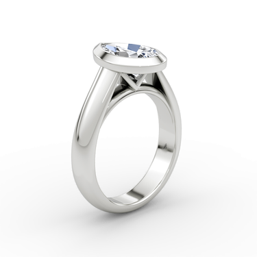 Just Brilliant Sculpture Bezel Ring, Pear, 18K White Gold, upright view.