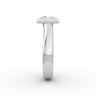 Just Brilliant Sculpture Bezel Ring, Princess, 18K White Gold, side view.