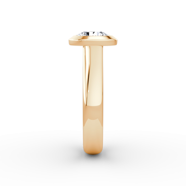 Just Brilliant Sculpture Bezel Ring, Round Brilliant, 18K Rose Gold, side view.